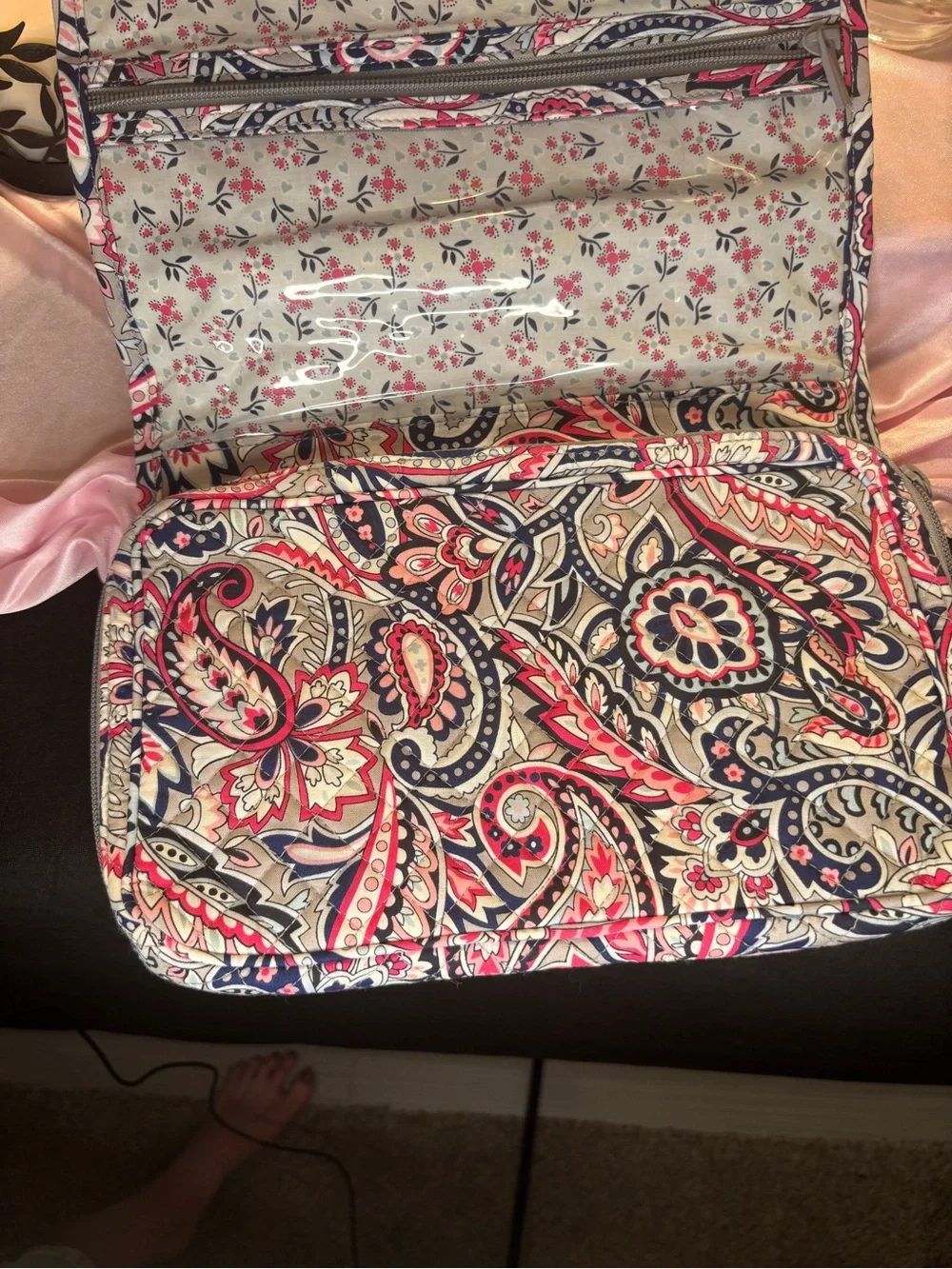 Vera Bradley Quilted Laptop Bag in Pink and Navy Paisley